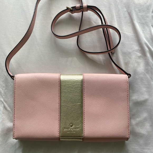 kate spade Handbags - Kate Spade Pink and Gold Crossbody Clutch